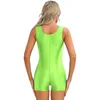 Women's Swimwear Womens Glossy Sleeveless Bodysuit Rash Guard Solid Stretchy Jumpsuit Yoga Bodybuilding Sportswear Swimsuit Beachwear