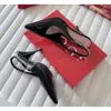 Scarpette da design da donna con scatola Signoria Slingback pompa con tacchi alti 8,5 cm Black Rosso Ancora Patent Lady Lady Luxury Punted Tasto Sandali tallone Sandali 35-39