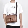 Vintage Small MenS Briefcase Business Tote Bag PU Leather Wallet Handbags Shoulder Ipad Square Side Crossbody Male 240418