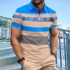 Polos pour hommes Polo à rayures Summer Bouton à manches courtes T-shirt T-shirt Casual Street Fashion Top respirant