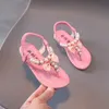 Slipper Child Shoe Girl Fashionabla Sandals Soft Soled Girl Princess Shoe Casual Pearl Sandals New Flat Bottomed Beach Shoe Zapatos Nia Y240423
