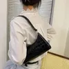 Drawstring Crocodile Pattern PU Leather Handbags Female Shoulder Bag Fashion Ladies Armpit Retro Casual Women Tote Small Clutch