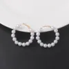 Boucles d'oreilles simulées boucles d'oreilles en perles pour les femmes tempérament simple cercle rond suspendu l'oreille de mode de mariage bijoux de la Saint-Valentin