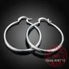 Örhängen 925 Sterling Silver Hip Hop Round örhängen för kvinnor stor cirkel 4,0 cm Piercing Hoop Earring Dropship Leverantörer