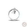 Anneaux 100% 925 argent sterling suspendu anneau de trèfle décoré anneaux de doigt pour les femmes de mariage bijoux de mode anillos en gros