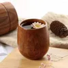 Cups Saucers Generous Capacity Wooden Big Belly Cup Coffee Tea Tableware Handcarved Scald Proof Anti Brown 130/170/240ml