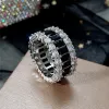 Bandas Huitan Personalidad Black Cz Anillos de boda para mujeres bling bling hermosos accesorios de recién diseñados joyas de moda de alta calidad