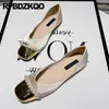 Casual Shoes Soft Women Chic Comfortable Slip On Multi Colored Bride Silk Square Toe Pearl Satin Flats Gold Bridesmaid Beaded Patchwork