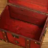 Fack Retro Treasure Chest With Lock Vintage Wood Storage Box Antique Style Jewelry