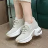 Casual Shoes Krasovki 7cm Air Mesh Stretch Fabric Women Summer Platform Sneakers Chunky Fashion Vulcanize Breatble Bling