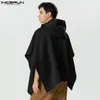 INCERUN MEN MANTES COLES COULEUR COULEUR BOUTON COODED TRANCH IRRÉGULAIRE PONCHOS Streetwear Fashion Fashion Casual Male Cape S-5XL 240423