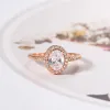 Zespoły Pierścionek zaręczynowy dla kobiet Owalny kryształ moissanite Pierścień Pierścień Rose złoto