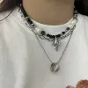 Colares de colares punk pingente pendente de colar de pérolas barroco mulheres assimétricas de pérola negra