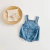 Bambini unici e ragazze in denim casual copertina neonati carini grandi tute da tasca allmatch