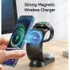 Laddare 5in1 RGB Atmosphere Light 15W Magnetic Wireless Charger för iPhone XS XR 11 12 13 14 Pro Max Airpods Pro Apple Watch Stand