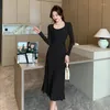 Casual Dresses Women Autumn Winter Sweet Mermaid Knitted Dress French Temperament Simplicity Generous Office Lady Inner Layering Sweater