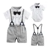 Kleidungssets 0-24M Baby Boy Hemd Bow Set Geburtstag formeller Anzug Sommergeborener Jungen Kleidung Blau Top Hosendosen Outfit