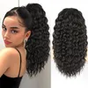 100% HUNF HAAR DRAAKSTREKENDE PONYTAIL -VERBREIDING WATERWAG IN NATUURLIJKE KLEUR 1B MAAR WAVE PONYTAIL CLIP IN EXTENSIES VOOR ZWARTE Women (14 inch)