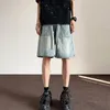 Heren shorts Luzhen Stijlvolle persoonlijkheid Zipper Decorate High Street Short Jeans 2024 Zomer origineel los rechte denim broek LZ2803