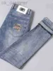 Jeans designer maschile jeans ricamato jeans marchio alla moda maschile primavera e elastico elastico slim fit versatili pantaloni lunghi versatili con piccoli piedi