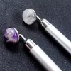 Display Natural Crystal Jade Ring Round Massager Amethyst Clear Quartz Beauty Device Facial Health Electric Massage Stick