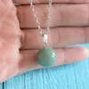 Natural Stone Round Ball Pendant Halsband Amethyst Crystal Blue Turquoise Bead Silver Link Chain For Women Men Fashion Jewelry Gifts Cheap