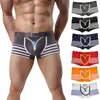 Palabas de ropa interior para hombres Sexy Stripe Stripes Mesh Hip Nylon bajo Nylon suave y cómodo Moda transpirable casual boxer#w