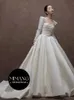 Vestido de noiva de grife French Light Wedding Noiva 2024 novo cetim de cetim de verão de alta qualidade de alta qualidade Tail