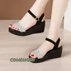 Sandals Summer Women Wedges Platform Fashion Fish Mouth Rome White Black Woman Shoes Elegant Ladies Thick Sole Casual Plus Size H240423