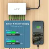 HUBS ILEPO 60W 8 Puertos Estación de carga USB PD 20W Tipo C Fast Charger Multi Ports Hub con pantalla LED para iPhone Samsung