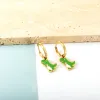 Boucles d'oreilles luxusteel mignons boucles d'oreilles de cerceau avec animal suspendu pour petite fille garçons panda grenouille dinosaure en acier inoxydable boucle d'oreille Noël