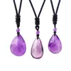 Naturligt vattendroppe Amethyst Raw Stone Polished Stone Pendant Necklace for Women Party Jewelry Gift