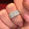 Bands Milangirl Band 5 Rows Zircon Ring Cluster Cubic Zirconia CZ Rings for Women Engagement Wedding rostfritt stål smycken