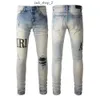 Man jeans ontwerper Jean Purple Jeans Brand Skinny Slim Fit Luxury Hole gescheurde Biker -broek Skinny Pant Designer Stack Heren Trend Trend Trousers 180