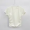 LL Yoga Shirt a maniche corte Tie-ala traspirante T-shirt a costolette da camice da donna che gestisce gilet che corre la rilassata estate ad alta elasticità e sudati di tee morbidi e leggeri