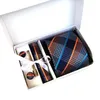 Boutique 758cm Wide Tie Set Red Blue Purple Mens and Womens Ties Handkulchief Cufflinks Clip Box Christmas Gift S 240412