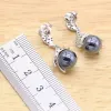 Necklaces Black Pearl Silver Color Jewelry Sets for Women Earrings Necklace Pendant Ring New Arrival