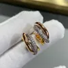 High-end Luxury carrtier Earring 925 Sterling Silver Card Home Three Rings with Diamond Earrings Plated 18K Gold Color