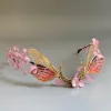 Smycken Woodland Crown Diadem Pink Butterfly Wing Tiara Fairy Costume Elven Festival Crown Bridal Renaissance Wedding