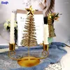 Kerzenhalter 2024 Weihnachtsbaumform Iron Draht Ständer Candlestick Ornament Tabletop Herzstück Hochzeitsdekoration Ankunft