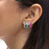 Boucles d'oreilles 925 Boucles d'oreilles à cerceau zircon vert à aiguille en argent sterling pour femmes