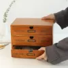 Drawers Retro Wooden Drawer Storage Box Office Desktop Storage Cabinet Drawer Type Jewelry Cosmetic Organizer Sundries Finishing Box