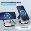 Şarj Cihazları Taşınabilir 3 Arada 1 Katlanabilir Kablosuz Şarj Cihazı Stand Dock, Apple Watch S9 için Tutucu Manyetik Hızlı Şarj İstasyonu