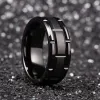 Band Fashion Men's 8mm Gold Color Groove Beveled Edge Tungsten Wedding Carbon Fiber Ring Punk Gear Wheel rostfritt stål Ring för män