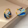 Earrings Modern Jewelry Pretty Design High Quality Brass Metal Geometric Blue Earrings For Girl Women Gift 2023 Trend New Accessories