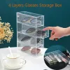 Sunglasses 4 Layers Glasses Storage Box Stackable Display Holder Reusable Acrylic Cosmetics Makeup Drawers Organizer for Jewelry Sunglasses