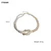 Colliers Fyuan Korean Style Pearl Crystal Choker Colliers pour femmes Colliers en strass à chaîne courte Bijoux