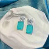 Dangle Avize Yeni Varış İğne Küpeleri Kadın 6 Karat Sentetik Paraiba Stud 10*14 Mm Moda Çok yönlü takı Hediye H240423