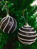 8cm black and white thread flocking Christmas ball Christmas tree decoration ball Pendant wedding hand-decorated high-end ball