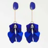 Dangle Kronleuchter dunkle Blue Serie Langer Dangle -Drop -Ohrringe für Frauen 2024 Trend Luxusblüte Geometrische Acrylkristall -Vintage Charme Schmuck D240323